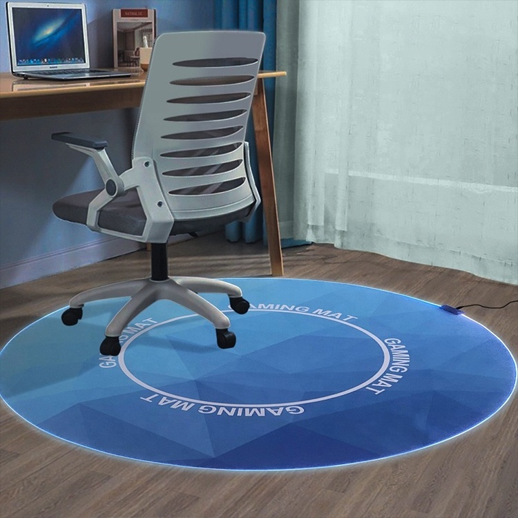 2024 LW Protective Floor Mat Rounded Gaming Anti-Slip Office Chair Mat with RGB Light Strip for Hardwood and Tile Floors