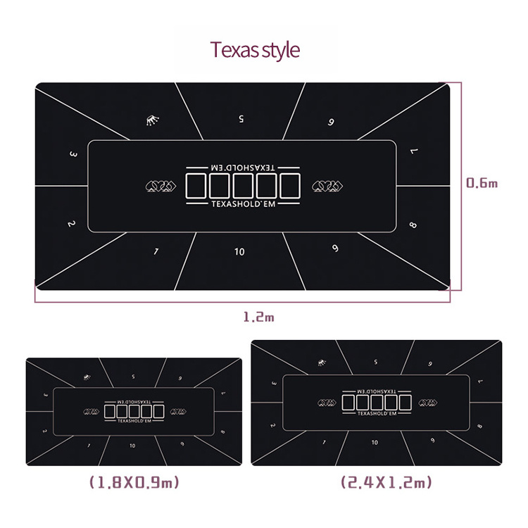 2023  factory  supply high quality custom Texas Hold'em Set Mat for Casino poker OEM design and size Rubber Poker Table Mat