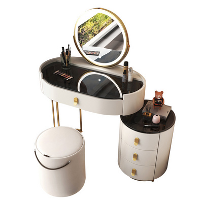 European USA Bedroom Set Dresser Make Up Vanity LED Makeup Dressing Table With Lighted Mirror