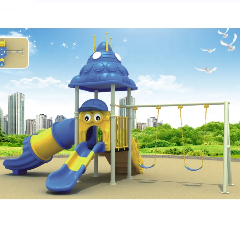 Children outdoor play area outdoor playground equipment Kids plastic swing and slide set