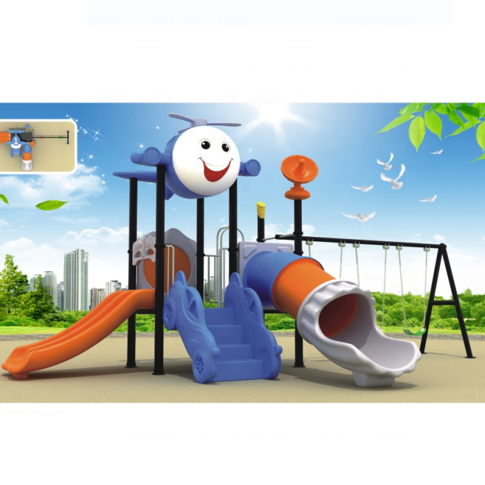 Children outdoor play area outdoor playground equipment Kids plastic swing and slide set