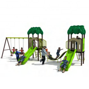 Commercial children plastic amusement park school game playhouses playsets children slide with swing set playground