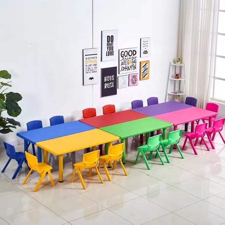 school plastic table and chair  daycare center furniture plastic kids long table