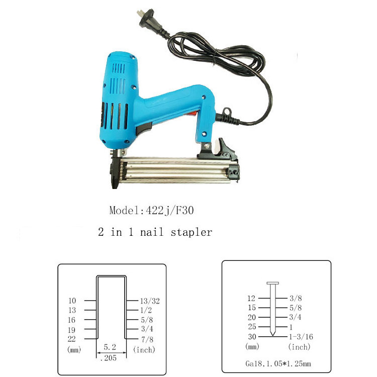 XJP Electric Staple Gun for Woodworking - F30 Pneumatic Tool 2 in 1 DIY Wood Electric Stapler Nail Gun 6 Months,6 Months 1 Pcs