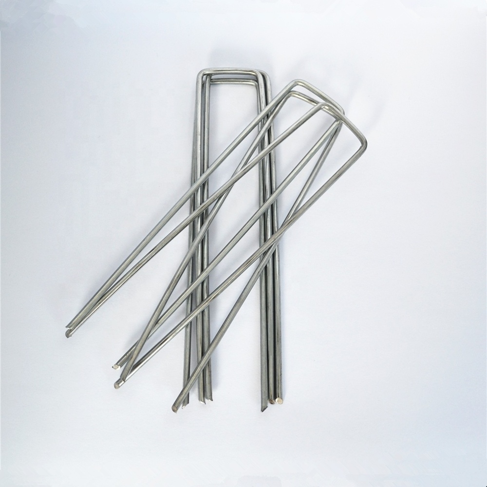 U Shape Galvanized Sod Staple Ground Stakes Garden Staples Tent Peg Securing Pegs Pins Nails for Artificial Grass