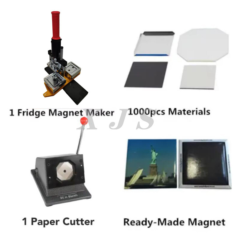 Hot Sale Square 50x50mm Button Maker Kit Badge Making Machine + Paper Cutter + 1000pcs Fridge Magnet Button Supplier