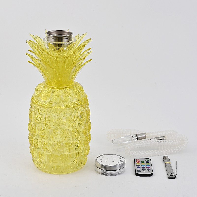 Wholesale Plastic Pineapple Shisha Hookah Solid Color Round Acrylic Multi Color Hookah Set