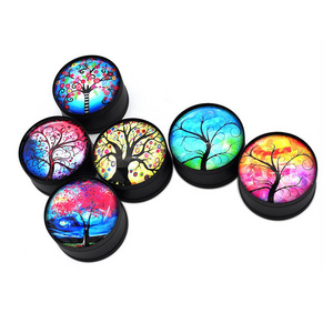 Wholesale Three-Layer Crystal Zinc Alloy 52MM Smoke Herb Grinder Tree Series Black Metal Spice Grinder