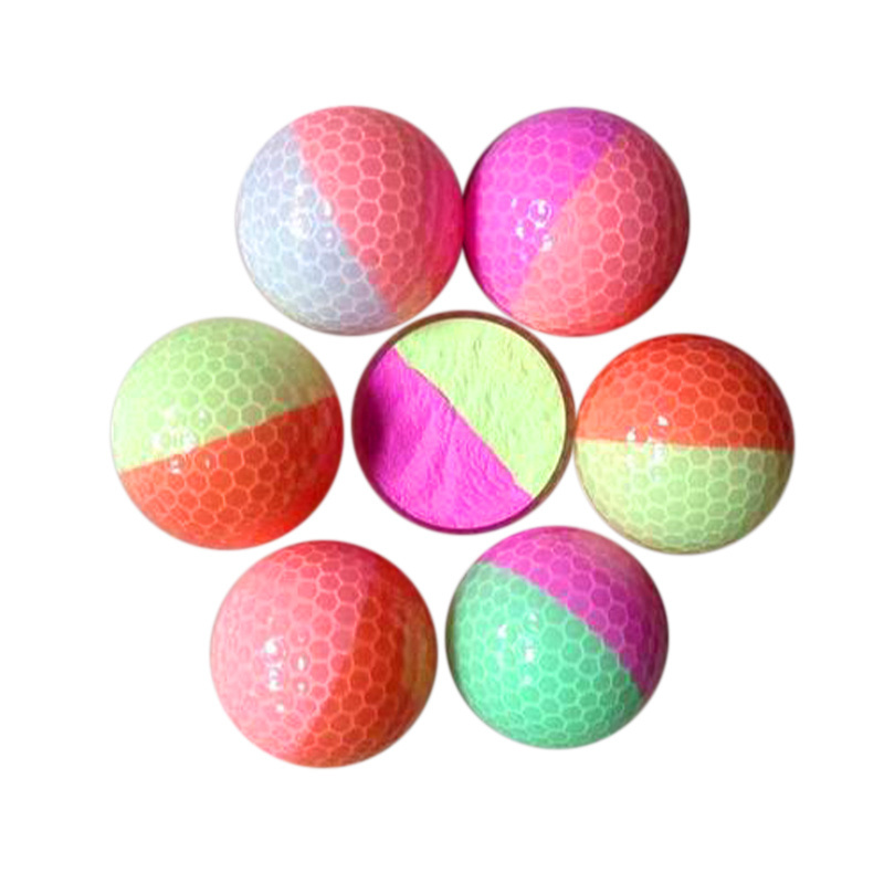 lovely pink and yellow 2-piece crystal half color golf ball