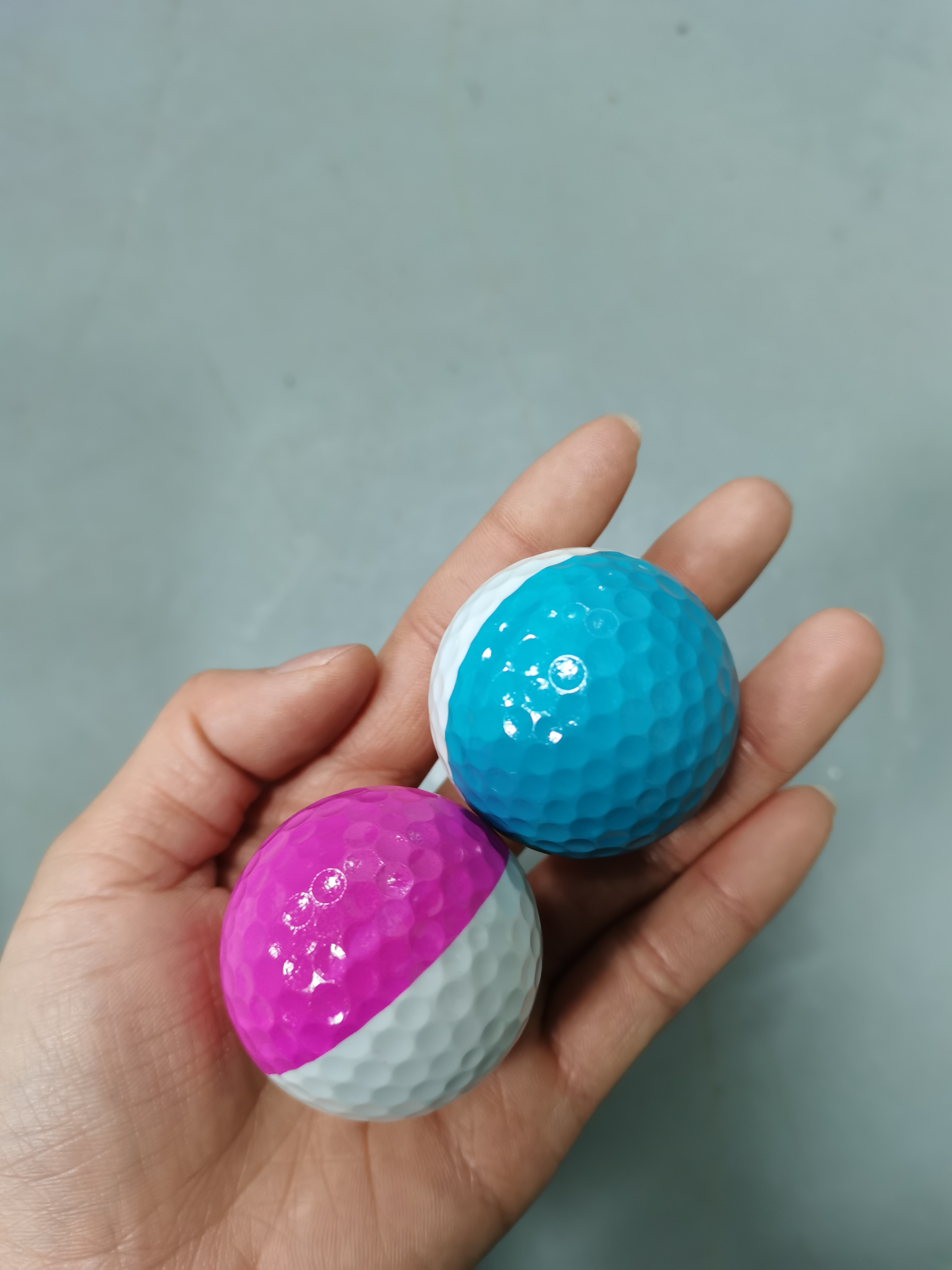 lovely pink and yellow 2-piece crystal half color golf ball