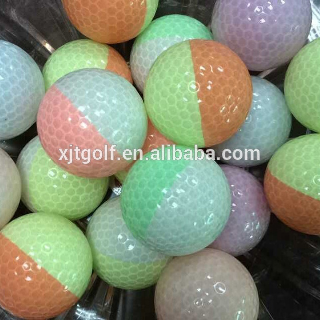 lovely pink and yellow 2-piece crystal half color golf ball