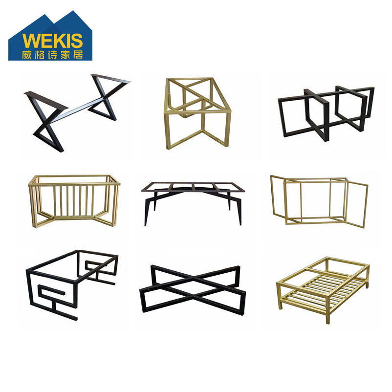 WEKIS Office Table Frame Black Gold Metal Cast Iron Steel Restaurant Brass Desk Dining Table Base Legs for Coffee Table