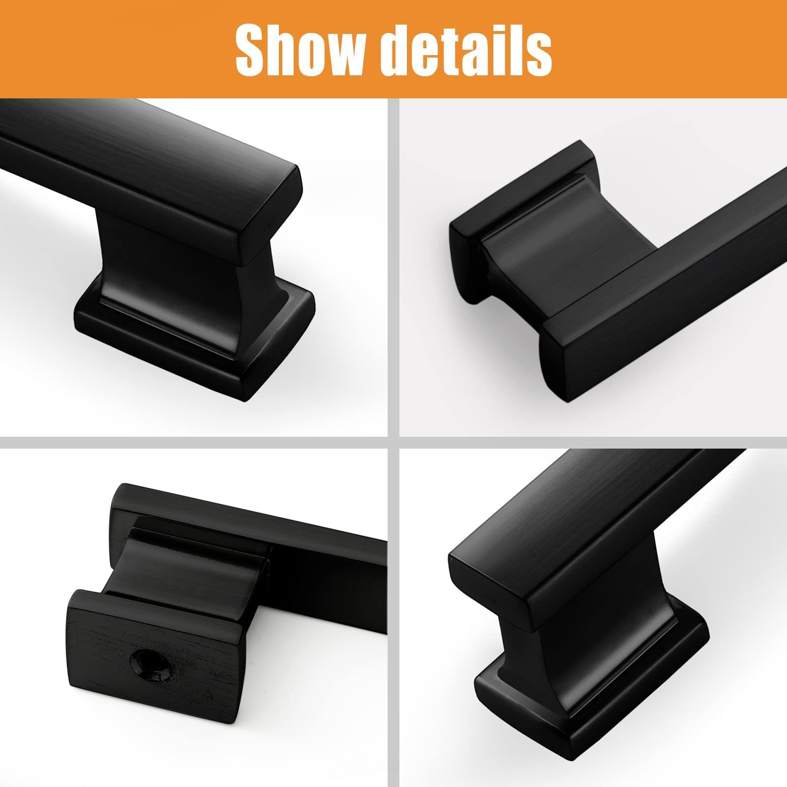 RHETECH Zinc Alloy Cabinet Pulls 5 Inch 128mm Matte Black Cabinet Handles Hardware for Kitchen Cupboard Closet Dresser Drawer