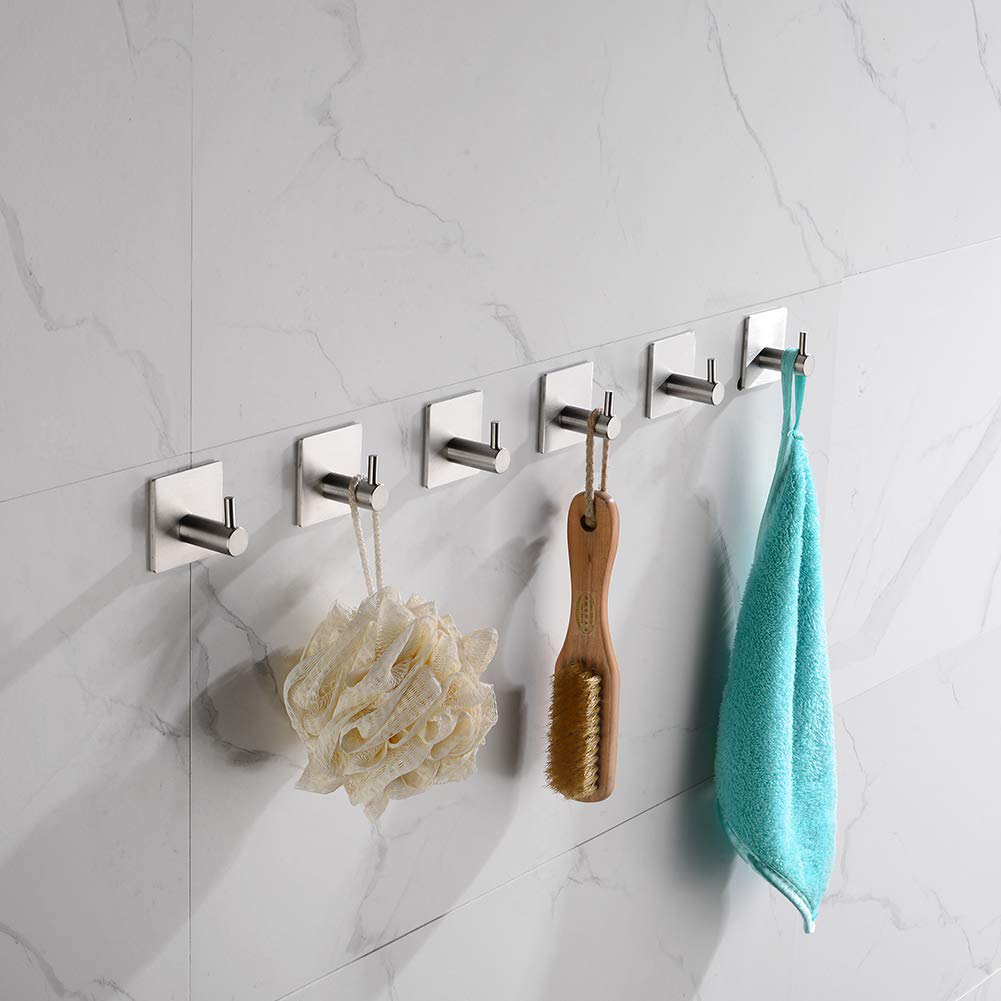 Kitchen Bathroom Self-Adhesive Coat Towel Robe Hooks Wall Anti-Skid Heavy-duty 304 Stainless Steel Hanging Hook