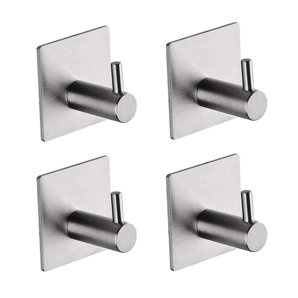 Kitchen Bathroom Self-Adhesive Coat Towel Robe Hooks Wall Anti-Skid Heavy-duty 304 Stainless Steel Hanging Hook