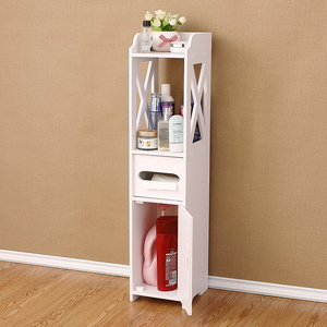 Modern small standing toilet paper holders corner floor storage shelf  bathroom vanity cabinet with door and shelf