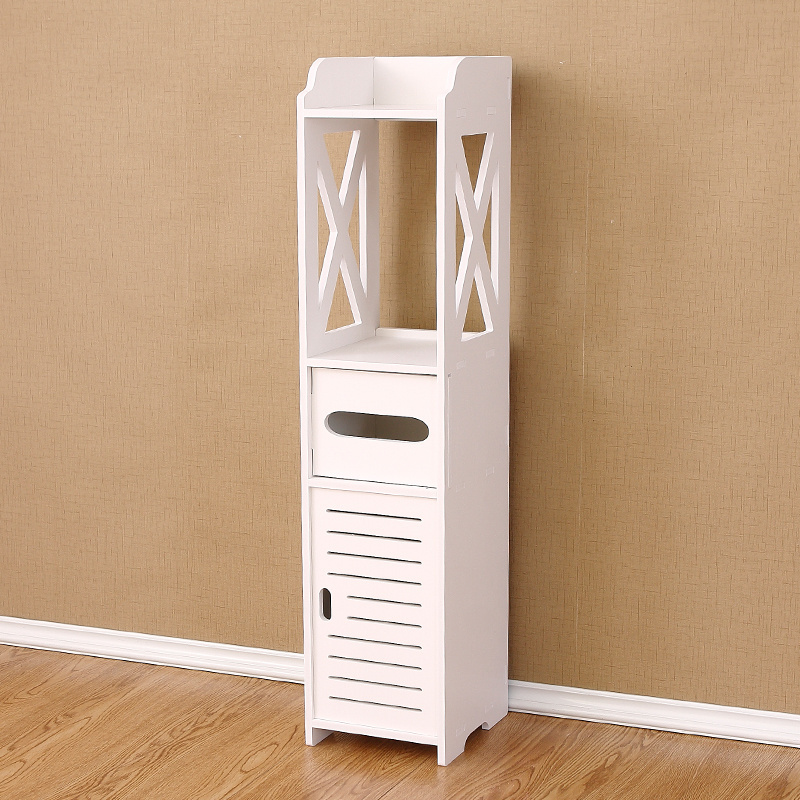 Modern small standing toilet paper holders corner floor storage shelf  bathroom vanity cabinet with door and shelf