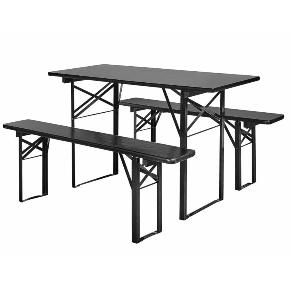 Folding Wooden Top Picnic Table Patio Gard Beer Table Bench Set Restaurant Event Wedding Banquet Metal Folding Table Legs