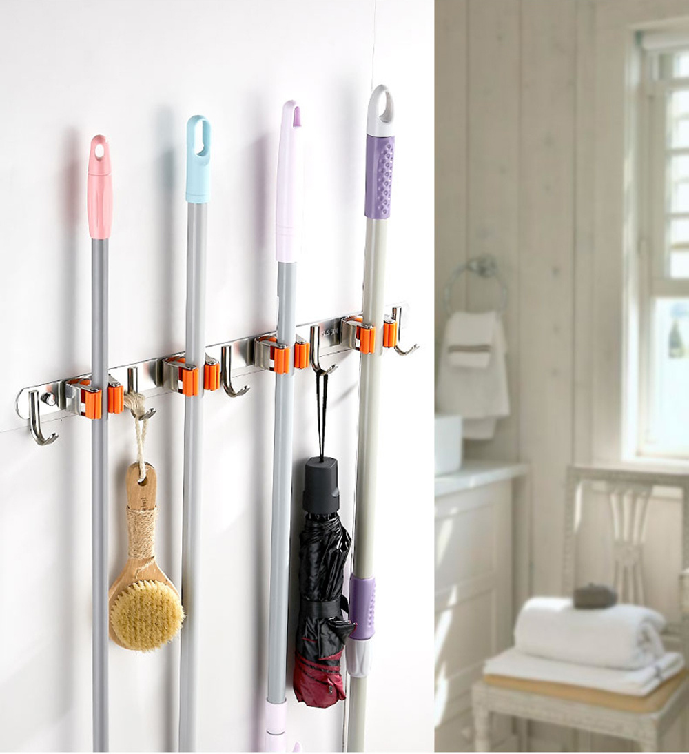 Garden Tool Rack Storage Organizer Wall Mount Mop Broom Hanger Holder Mop Clip