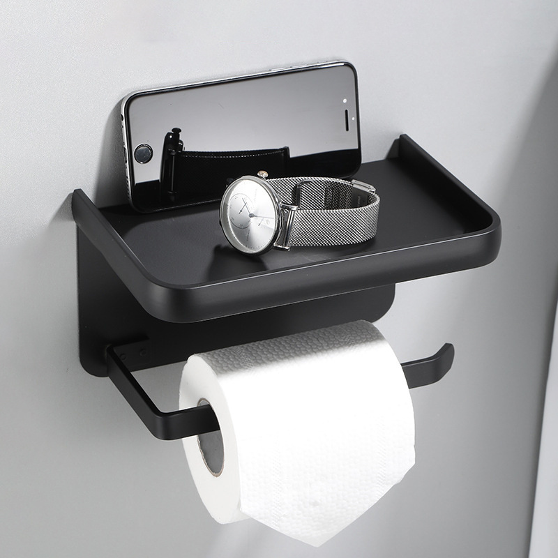 Smart Multifunctional Decorative Waterproof Metal Self Adhesive Tissue Shelf Storage Toilet Paper Holder