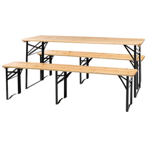 Folding Wooden Top Picnic Table Patio Gard Beer Table Bench Set Restaurant Event Wedding Banquet Metal Folding Table Legs