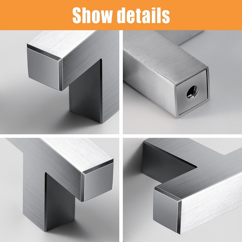 WEKIS Sliver Kitchen Square Cabinet Pulls Handles Kitchen Cabinet Hardware Bar Stainless Steel Drawer Pull 5 Inch Kitchen Handle