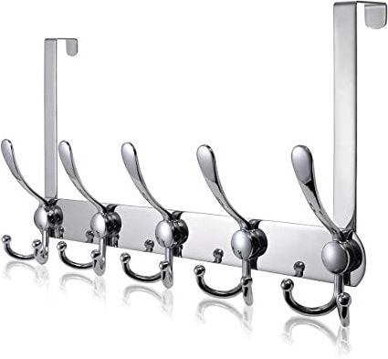 WEKIS New Arrival Hanging Clothes Hat Towel Coat Rack Kitchen  Bathroom 15 Hook Metal Silver Over The Door Hooks