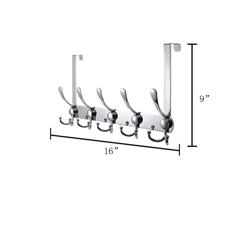 WEKIS New Arrival Hanging Clothes Hat Towel Coat Rack Kitchen  Bathroom 15 Hook Metal Silver Over The Door Hooks