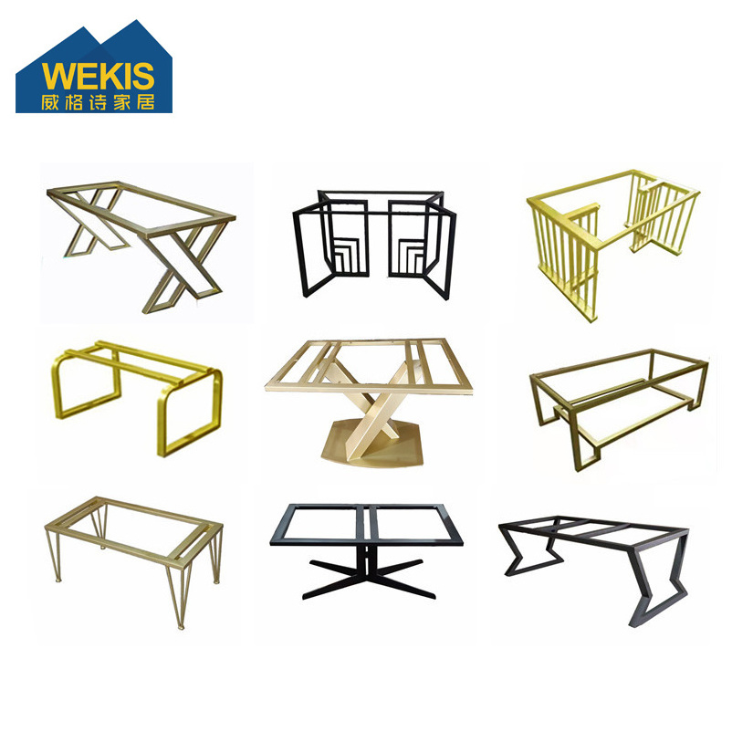 WEKIS Office Table Frame Black Gold Metal Cast Iron Steel Restaurant Brass Desk Dining Table Base Legs for Coffee Table