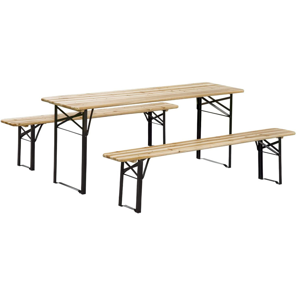 Folding Wooden Top Picnic Table Patio Gard Beer Table Bench Set Restaurant Event Wedding Banquet Metal Folding Table Legs