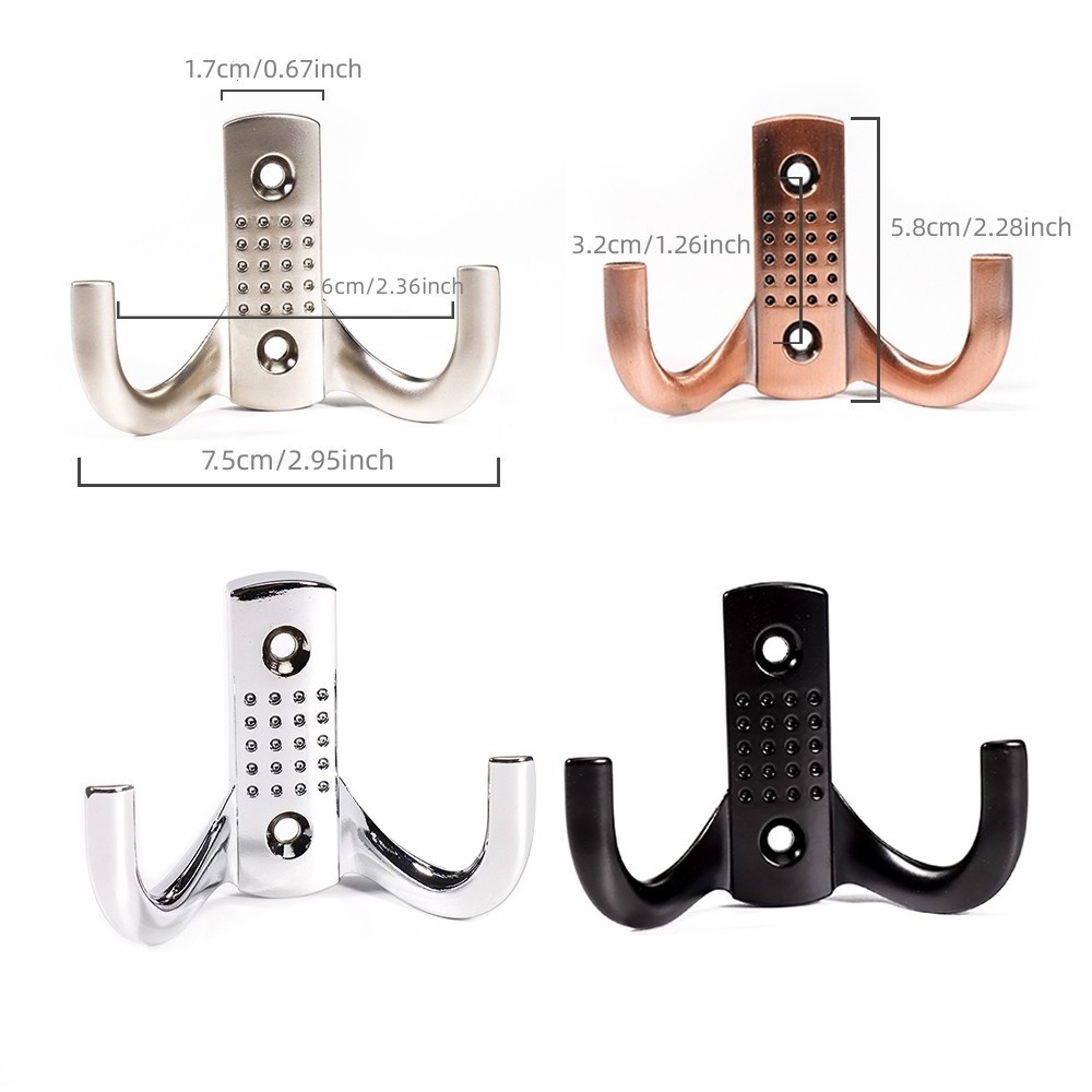 Furniture Hardware Fitting Zinc Alloy Double Wall Mounted Coat Hook Decorative Heavy Duty Hanging Metal Robe Hook