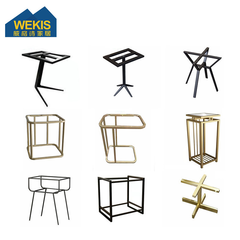 WEKIS Office Table Frame Black Gold Metal Cast Iron Steel Restaurant Brass Desk Dining Table Base Legs for Coffee Table