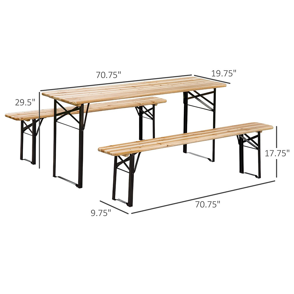 Folding Wooden Top Picnic Table Patio Gard Beer Table Bench Set Restaurant Event Wedding Banquet Metal Folding Table Legs