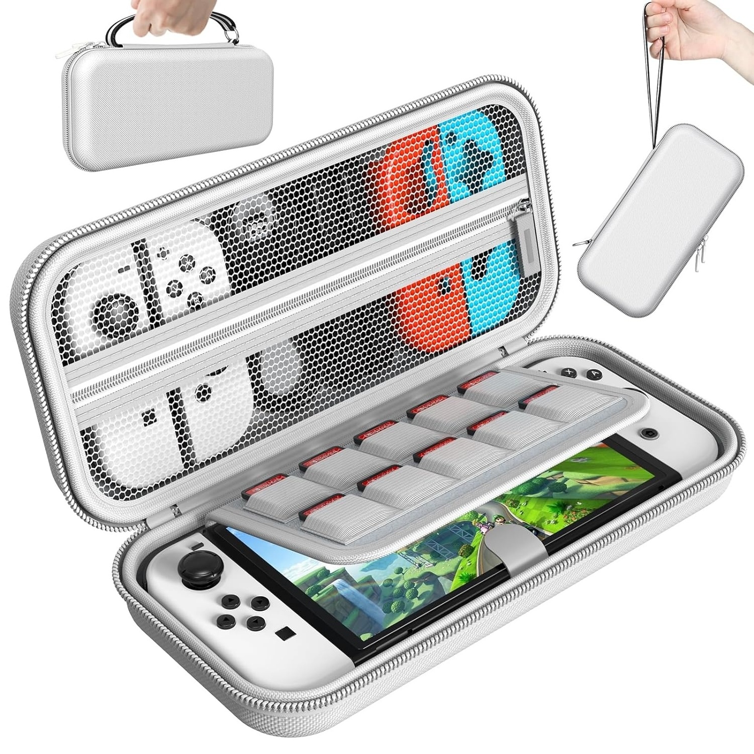 Switch Carry Bag for Nintendo Switch & Switch OLED Game, Hard Travel EVA Case for Switch Console & Accessories Storage