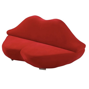 Nordic style creative personality red lips casual clothing store lounge area hotel double fabric sofa