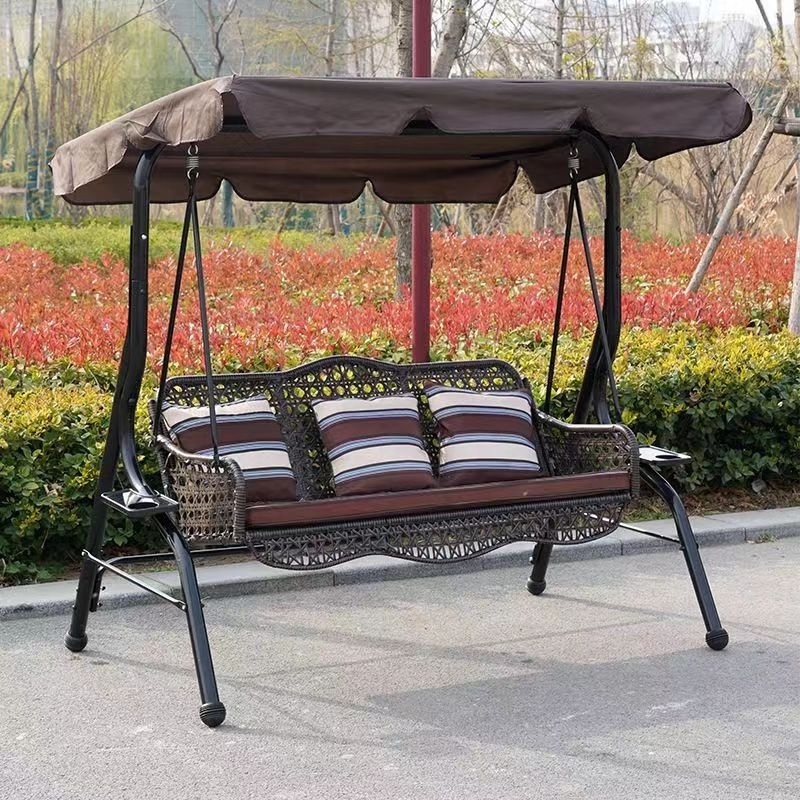 Factory price Outdoor Luxury Furniture Supplies 3 Seats Adult Patio Outdoor Garden Swing Chair With Stand