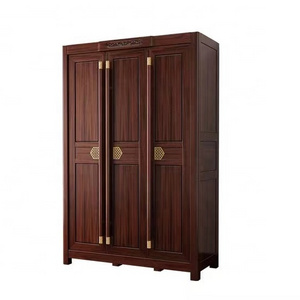 Chinese Style Manufacturer Direct Selling Bedroom Furniture  Walnut Color Solid Wood Wardrobes Bedroom Closet