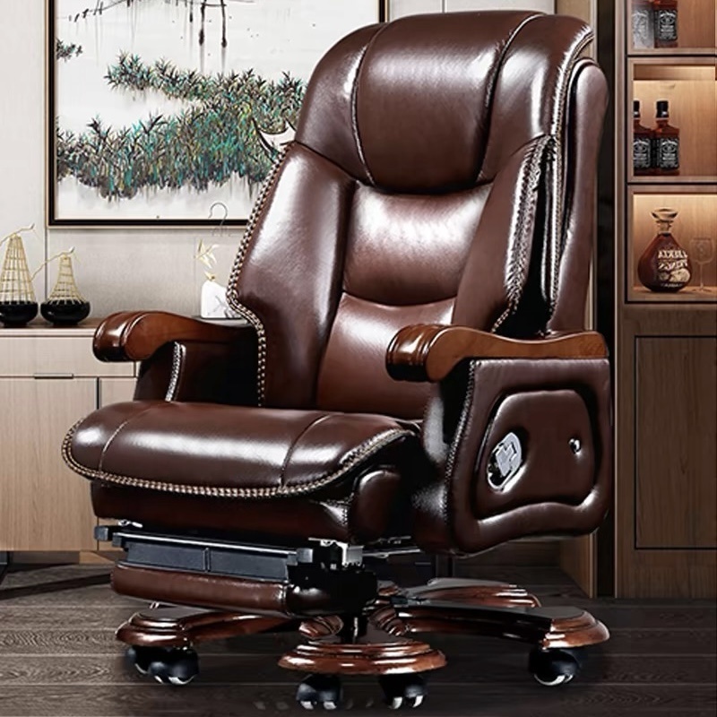 Modern Design Comfort genuine real Leather Ergonomic High Back Executive Office Chair With Footrest