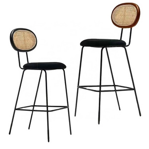 high quality Adjustable chair Kitchen Island Barstool hotel bar Restaurants Furniture Black Swivel High Back Bar Stool