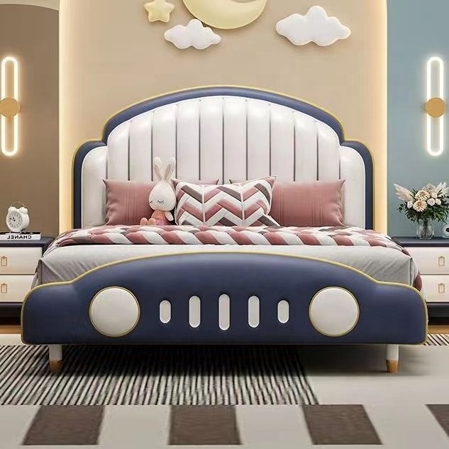 Luxury creative design Internet celebrity car bed Modern children's furniture bed Wooden bed