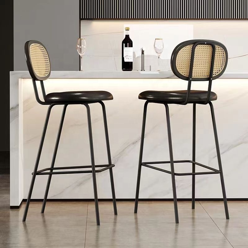 high quality Adjustable chair Kitchen Island Barstool hotel bar Restaurants Furniture Black Swivel High Back Bar Stool