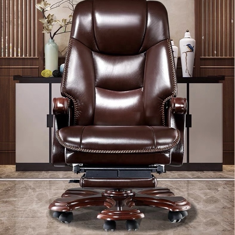 Modern Design Comfort genuine real Leather Ergonomic High Back Executive Office Chair With Footrest