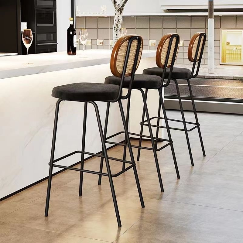 high quality Adjustable chair Kitchen Island Barstool hotel bar Restaurants Furniture Black Swivel High Back Bar Stool