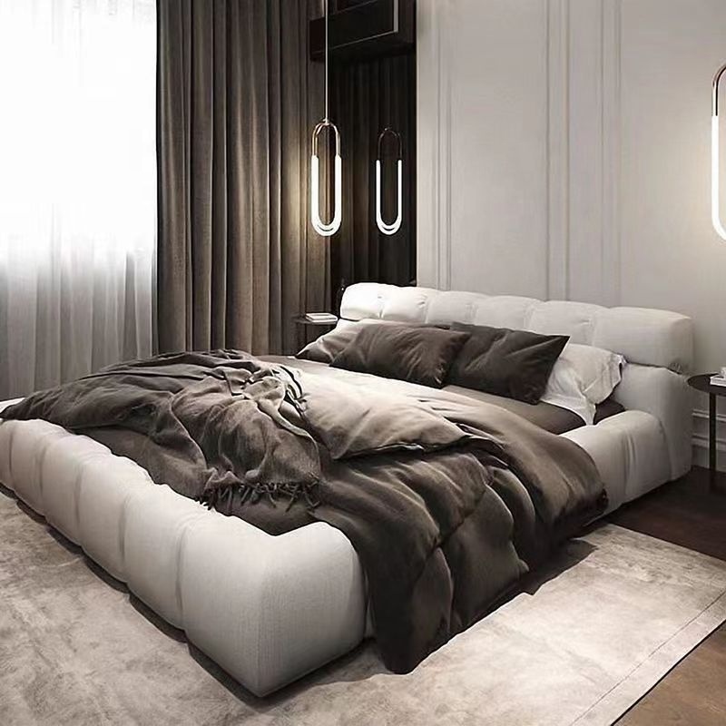 Luxury Canvas Bed Bedroom Furniture Leather Bed Spring Coil Twin Double Queen King Full Size Bed