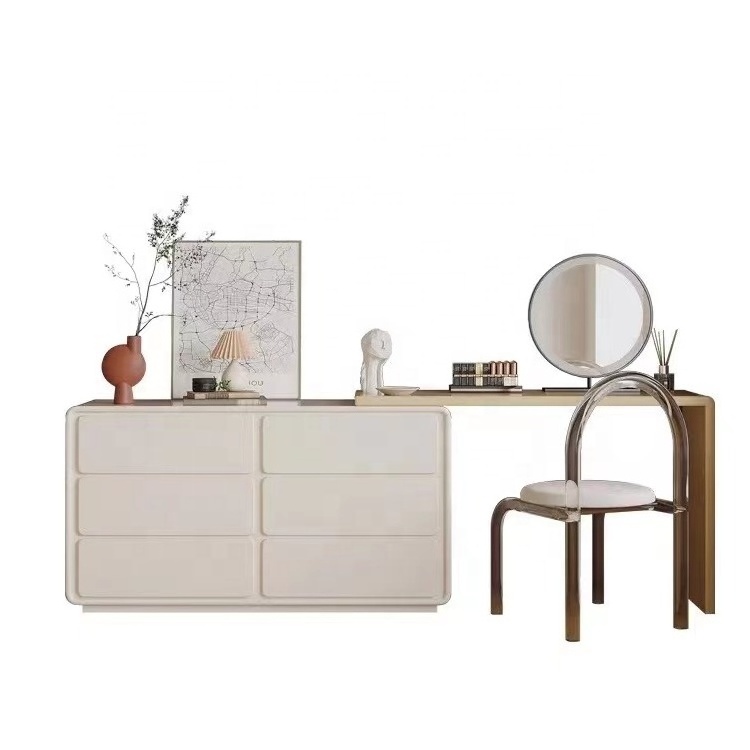 Simple Wabi-Sabi Style Makeup Table Dresser Organizer All-In-One Luxury Furniture Bedroom Multifunctional Corner Shelf