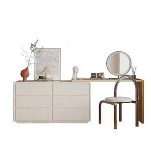 Simple Wabi-Sabi Style Makeup Table Dresser Organizer All-In-One Luxury Furniture Bedroom Multifunctional Corner Shelf