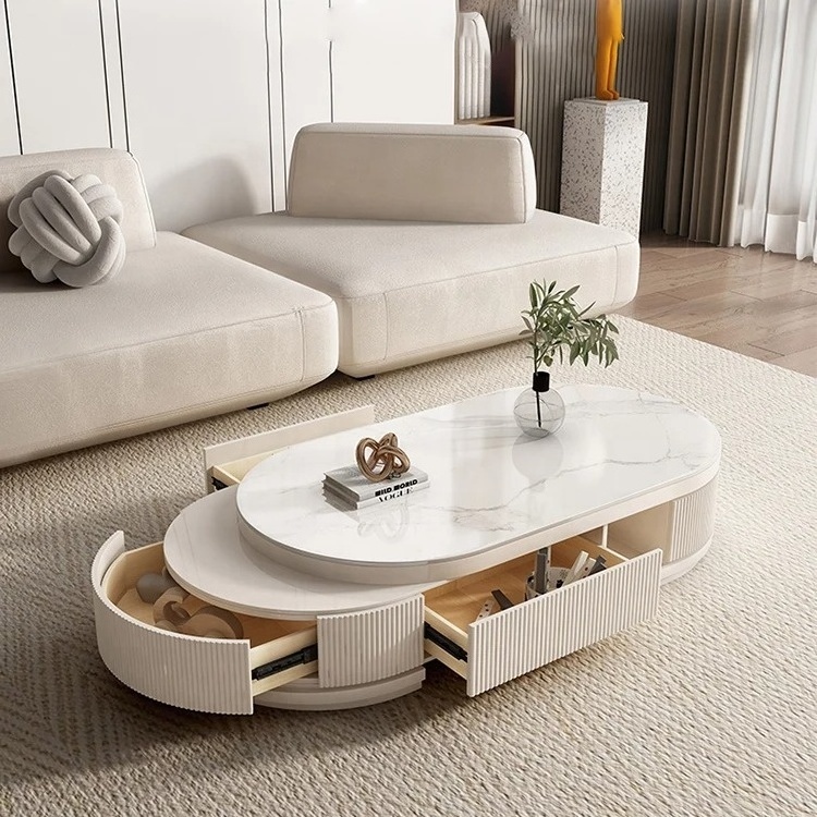 Light Luxury Modern Rock Slab Coffee Table High-level Sense Living Room Home Retractable Tea Table New Italian Living Room Table