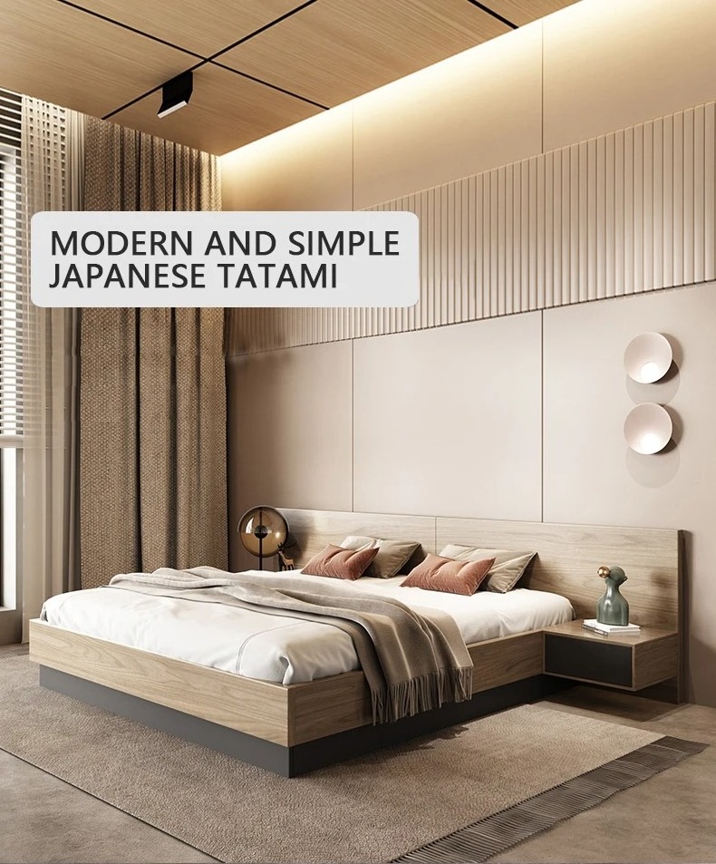 Japanese-style tatami high box storage murphy  bed modern minimalist Nordic platform double bed for bedroom furniture