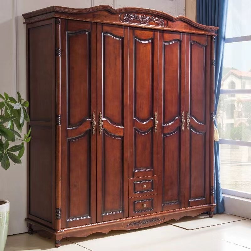 Make old American rustic customized cabinet bedroom furniture wooden classical storage wardrobes for bedroom