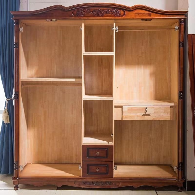 Make old American rustic customized cabinet bedroom furniture wooden classical storage wardrobes for bedroom